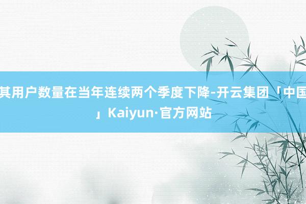 其用户数量在当年连续两个季度下降-开云集团「中国」Kaiyun·官方网站