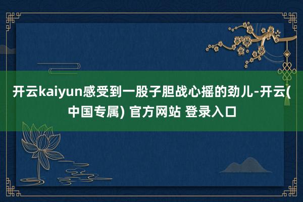 开云kaiyun感受到一股子胆战心摇的劲儿-开云(中国专属) 官方网站 登录入口